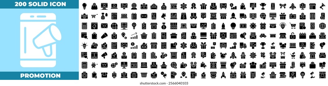 Promotion Solid Editable Icons set. Vector illustration in modern thin solid style of promotion icons: business, market, website, etc