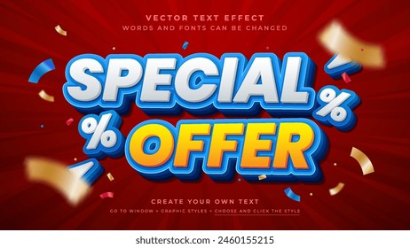 Promotion special offer text effect, discount sale vector text effect