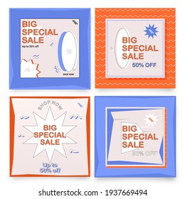 Promotion square web banner for social media mobile apps. Elegant sale and discount backgrounds with abstract pattern. Big sale modern banner template design for web Sale special up to 50% off.
