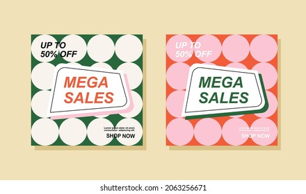 Promotion square web banner for social media mobile apps. Elegant sale and discount backgrounds with abstract pattern. Big sale modern banner template design for web Sale special up to 50% off.