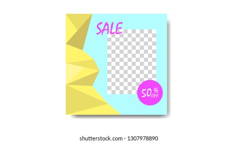 Promotion  square web banner template for social media or mobile apps. Simple sale and discount promo backgrounds with color full abstract pattern. Email ad newsletter layouts editable vector
