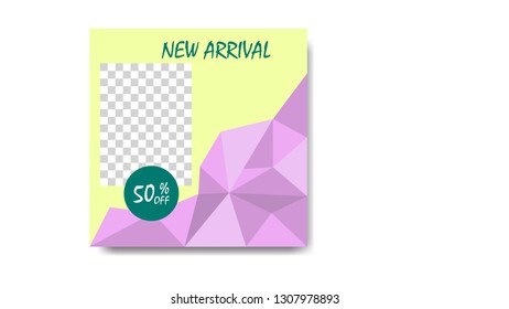 Promotion  square web banner template for social media or mobile apps. Simple sale and discount promo backgrounds with color full abstract pattern. Email ad newsletter layouts editable vector
