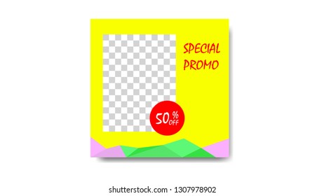 Promotion  square web banner template for social media or mobile apps. Simple sale and discount promo backgrounds with color full abstract pattern. Email ad newsletter layouts editable vector
