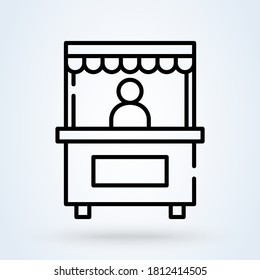 Promotion stand vector icon, exhibition symbol. Modern for website and mobile application. The flat icon stood isolated on the promotional white background. Simple modern icon design illustration.
