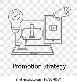 Promotion strategy  concept on transparency background. Creative idea design. Flat vector illustration for template, brochure or presentation.