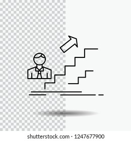 promotion, Success, development, Leader, career Line Icon on Transparent Background. Black Icon Vector Illustration