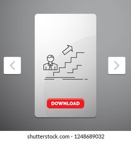 promotion, Success, development, Leader, career Line Icon in Carousal Pagination Slider Design & Red Download Button