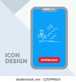 promotion, Success, development, Leader, career Line Icon in Mobile for Download Page