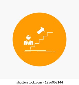 promotion, Success, development, Leader, career White Glyph Icon in Circle. Vector Button illustration