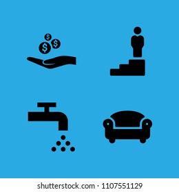 promotion, tap, sofa and alms icons vector in sample icon set for web and graphic design