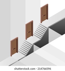 promotion way with floor levels behind door concept vector illustration