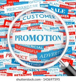 PROMOTION. Word cloud concept illustration. 