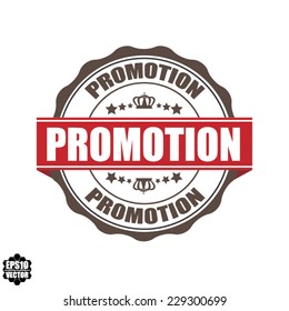Promotion Word On Label And Stamp Vintage Style With Crown, Stars And Red Ribbon, Special Promotion For Customer - Vector illustration.