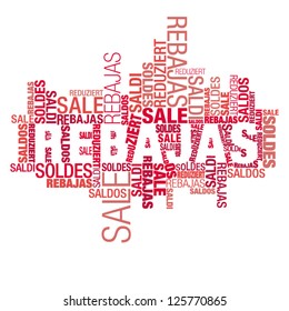 Promotional advertise cloud of international words (spanish focused & red color)