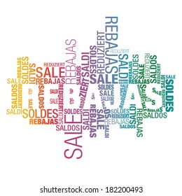 Promotional advertise cloud of international words (spanish focused & gradient colors)