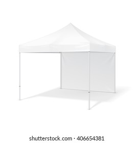 Promotional Advertising Outdoor Event Trade Show Pop-Up Tent Mobile Marquee. Mock Up, Template. Illustration Isolated On White Background. Ready For Your Design. Product Packing. Vector