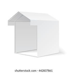 Promotional Advertising Outdoor Event Trade Show Tent Mobile Advertising Marquee. Mock Up, Template. Illustration Isolated On White Background. Ready For Your Design. Product Advertising. Vector EPS10