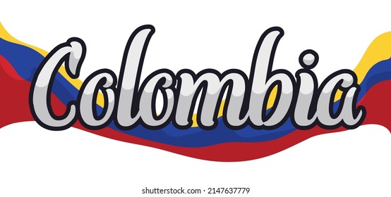 Promotional Banner Colombia Patriotic Tricolor Flag Stock Vector ...