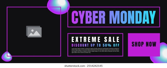 Promotional banner for Cyber ​​Monday sale. Sales promotion for web, Social media and print.