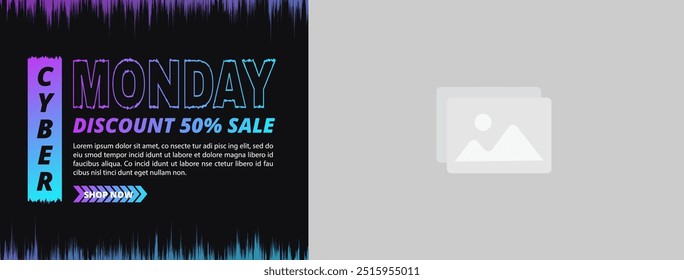 Promotional banner for Cyber ​​Monday sale. Sales promotion for web, Social media and print.