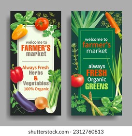 Promotional banners for farmer’s market. Vector set.