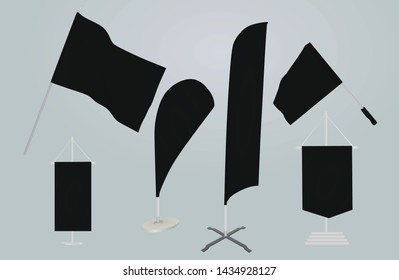 Promotional black flags. vector illustration