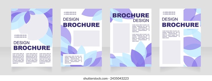 Promotional blue leaves blank brochure layout design. Nature decor. Vertical poster template set with empty copy space for text. Premade corporate reports collection. Editable flyer paper pages