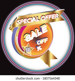 
promotional design element...k background 3D vint. label is a piece of paper,plastic film,cloth,metal or other material affixed to a container or product.

