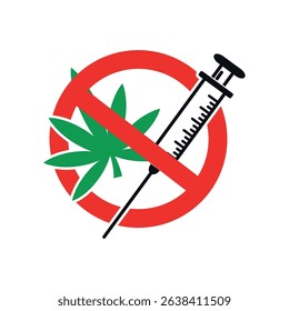 Promotional design vector prohibited from consuming marijuana, not on drugs.