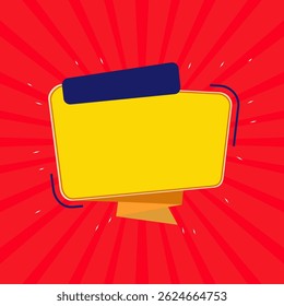 Promotional Discount Banner Design with Yellow Balloon and Red Background for Sales, Offers, and Marketing Promotions