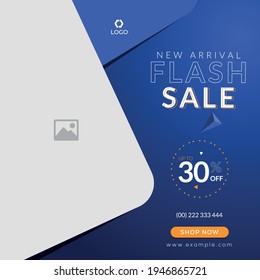 Promotional discount Flash sale social media post web ad banner template design blue background