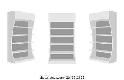 promotional display shelf curved side vector illustration isolated on white background
