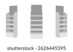 promotional display shelf stand set vector illustration isolated on white background.