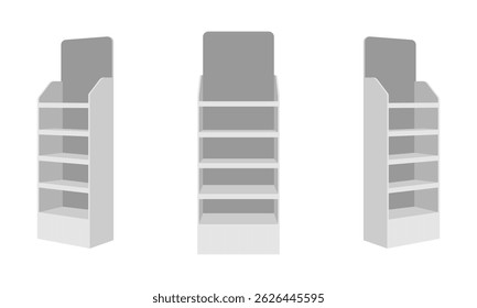 exibição promocional prateleira suporte conjunto ilustração vetor isolado no fundo branco.