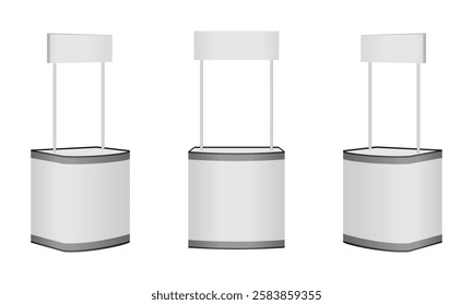 promotional display stand table set vector illustration isolated on white background.