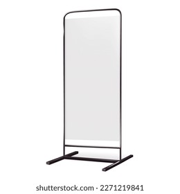 Promotional display stand vector mockup. Blank white advertising sign realistic mock-up. Template for design
