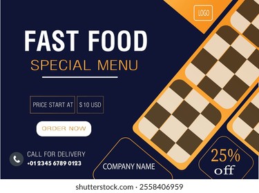 Promotional food menu banner, poster, flyer 