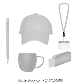 Promotional grey brand items. vector illustration