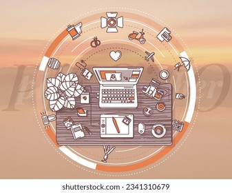 Promotional illustration for advertising poster about photographer.