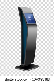 Promotional Interactive Information Kiosk, Advertising Display, Terminal Stand, Touch Screen Display isolated on transparent background. Mock Up Template.
