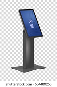 Promotional Interactive Information Kiosk Terminal Stand Touch Screen Display. Mock Up Template.