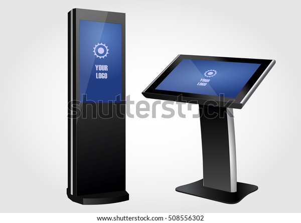 Download Promotional Interactive Information Kiosk Terminal Stand Stock Vector Royalty Free 508556302