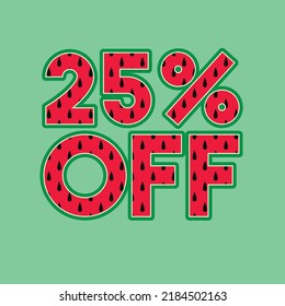 Promotional label 25% off watermelon