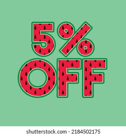 Promotional label 5% off watermelon