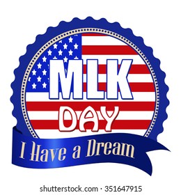 Promotional label, sticker or stamp for Martin Luther King Day on white, vector illustration