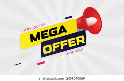 Promotional Mega Offer Sale Banner Sticker Design Vector 