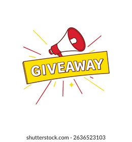 Promotional megaphone announcing giveaway with bold text for digital marketing illustration