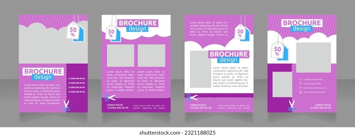 Promotional offers with coupon clipping blank brochure design. Template set with copy space for text. Premade corporate reports collection. Editable 4 paper pages. Ubuntu Bold, Regular fonts used