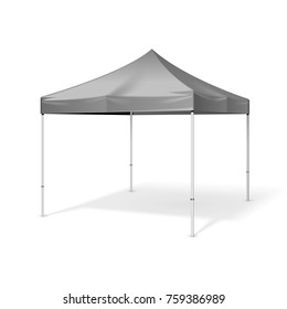 Promotional Outdoor Event Trade Show Pop-Up Tent Mobile Marquee. Mock Up, Template. Illustration Isolated On White Background. Ready For Your Design. Product Advertising. Vector EPS10