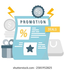 promotional poster and discount, online shopping and discount offers